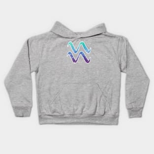 Aquarius Zodiac Symbol in Magical Mermaid Colors Kids Hoodie